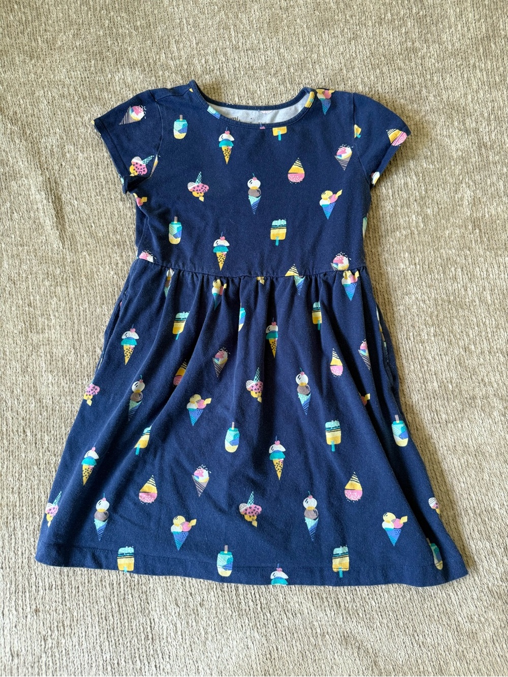 Rumi + Ryder Girls Navy Ice Cream Print Dress Size M 8-10 Fit & Flare